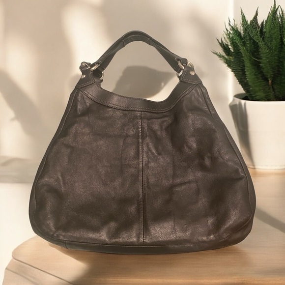 Coach Black Leather Hobo Shoulder Bag –Style F35702 (M1119) 2011 Baby Blue lined - Picture 5 of 15